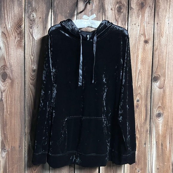 NWT- Torrid Sleep Loungewear Black Crushed Velour Velvet Cozy Pullover Hoodie 2X - Picture 3 of 14